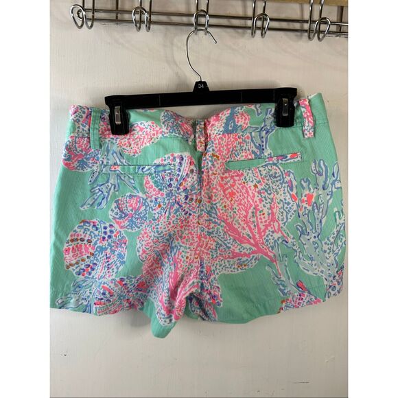 Lilly Pulitzer size 8 green seashells shorts Callahan coral - Picture 5 of 10